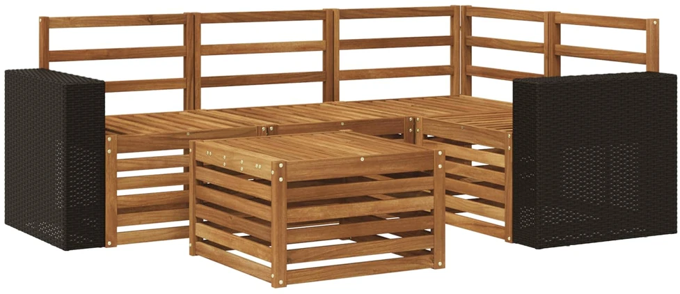 Lauko sofos komplektas 5 vnt. Natūrali Poliesteris