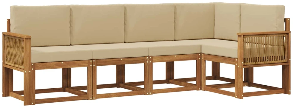 Lauko sofos komplektas 5 vnt. 5 vietos Natūralus ir bežinis