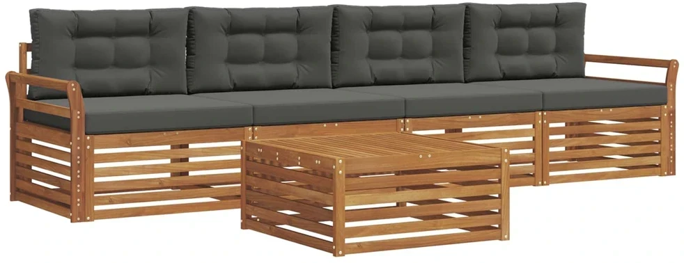 Lauko sofos komplektas 5 vnt. 4 vietos Natūralus ir antracitas