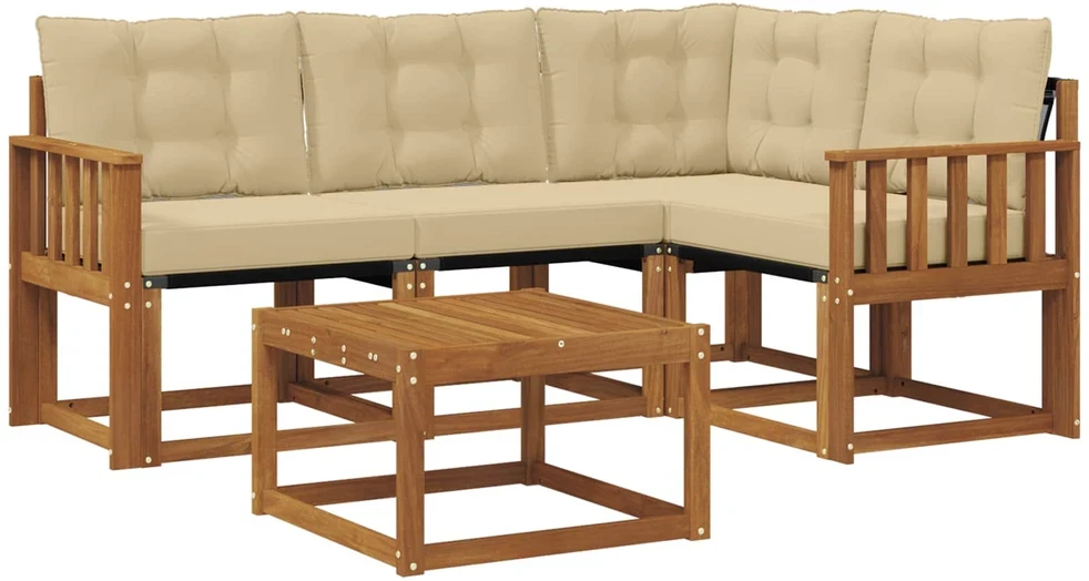 Lauko sofos komplektas 5 vnt. 4 vietos Natūralus ir bežinis