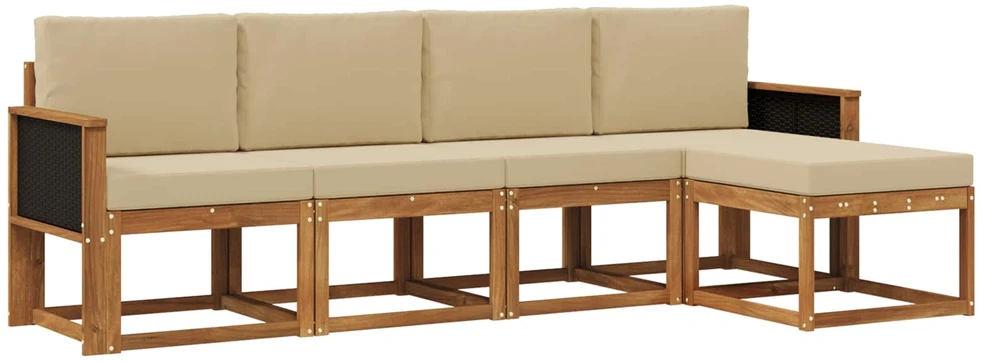 Lauko sofos komplektas 5 vnt. 5 vietos Natūralus ir bežinis