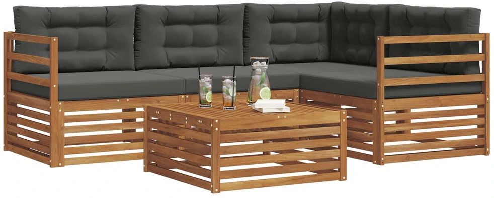 Lauko sofos komplektas 5 vnt. Natūralus ir antracitas
