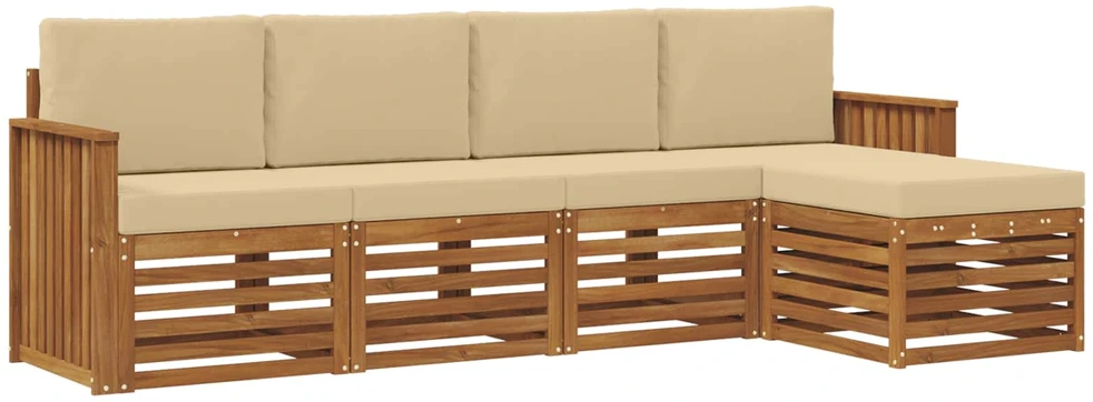 Lauko sofos komplektas 5 vnt. Natūralus ir bežinis