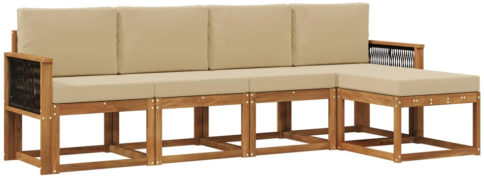 Lauko sofos komplektas 5 vnt. 5 vietos Natūralus ir bežinis