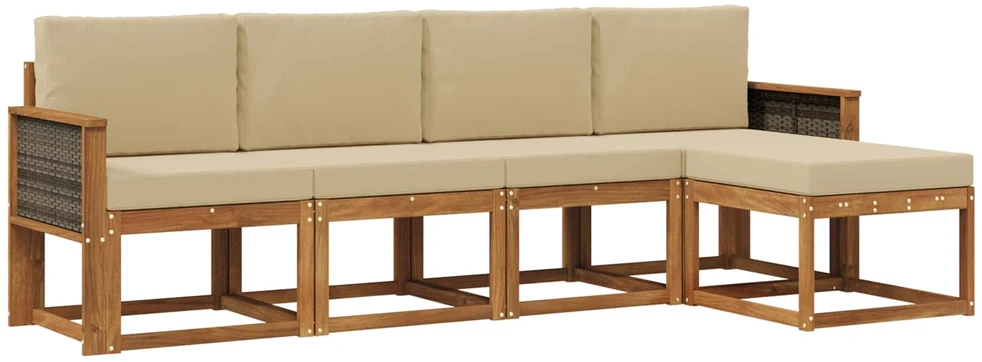 Lauko sofos komplektas 5 vnt. 5 vietos Natūralus ir bežinis