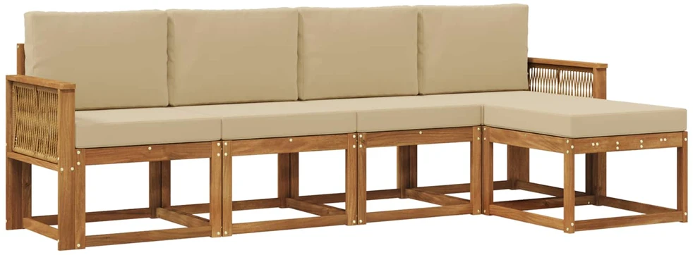 Lauko sofos komplektas 5 vnt. 5 vietos Natūralus ir bežinis