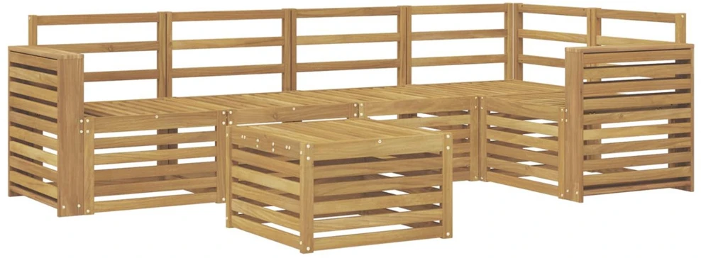 Lauko sofos komplektas 6 vnt. Balta Kietos akacijos mediena