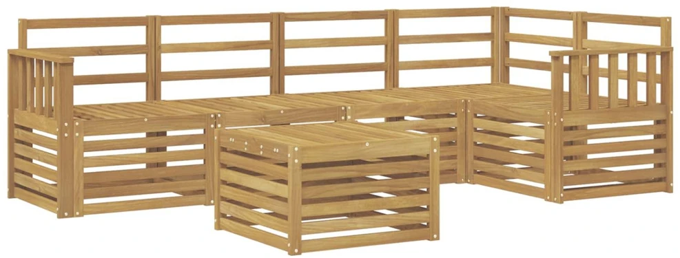 Lauko sofos komplektas 6 vnt. Balta Kietos akacijos mediena