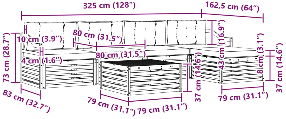 Lauko sofos komplektas 6 vnt. Balta ir antracito Poliesteris