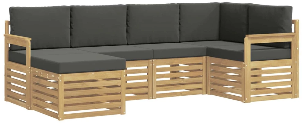 Lauko sofos komplektas 6 vnt. Balta ir antracito Poliesteris