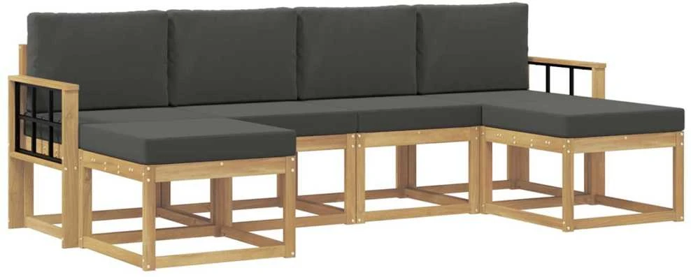 Lauko sofos komplektas 6 vnt. Balta ir antracito Poliesteris