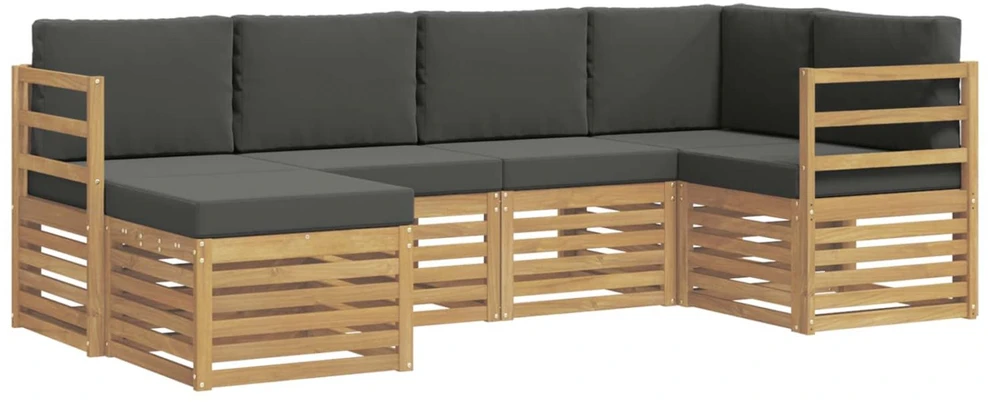 Lauko sofos komplektas 6 vnt. Balta ir antracito Poliesteris