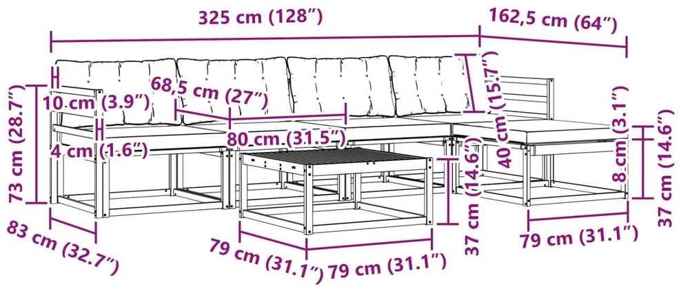 Lauko sofos komplektas 6 vnt. Balta ir juoda