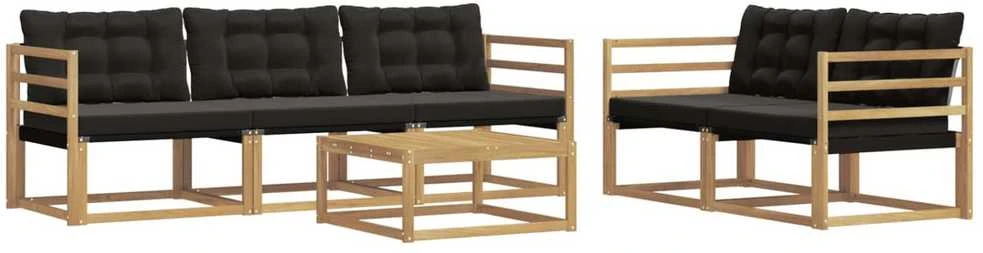 Lauko sofos komplektas 6 vnt. Balta ir juoda