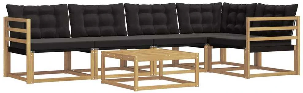Lauko sofos komplektas 6 vnt. Balta ir juoda