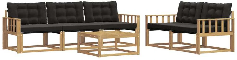Lauko sofos komplektas 6 vnt. Balta ir juoda