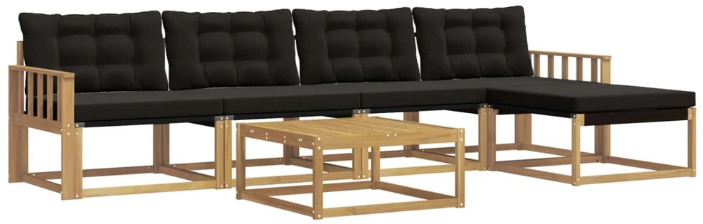Lauko sofos komplektas 6 vnt. Balta ir juoda