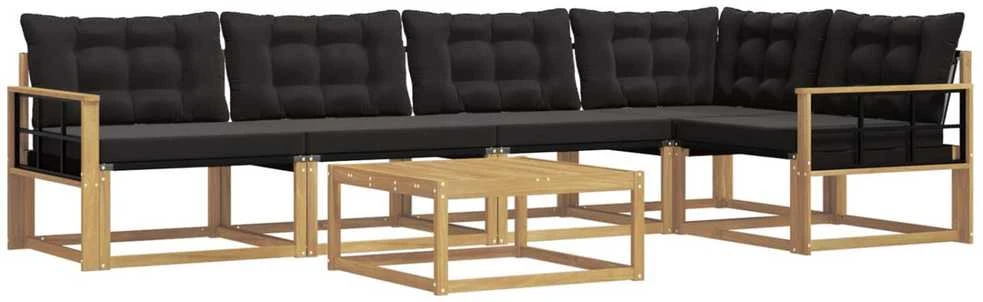 Lauko sofos komplektas 6 vnt. Balta ir juoda