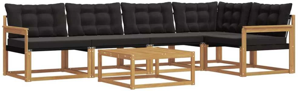 Lauko sofos komplektas 6 vnt. Balta ir juoda