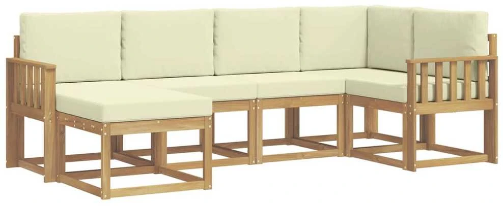 Lauko sofos komplektas 6 vnt. Balta ir kreminė Poliesteris