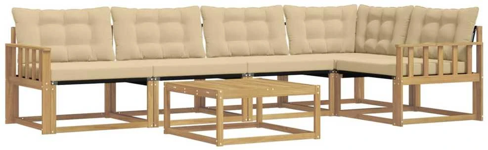 Lauko sofos komplektas 6 vnt. Balta ir kreminė