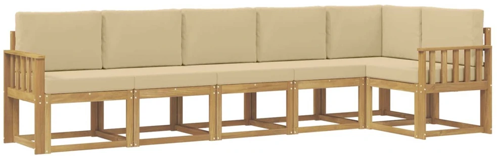 Lauko sofos komplektas 6 vnt. Balta ir kreminė Poliesteris