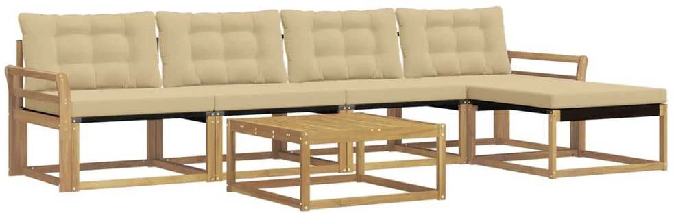 Lauko sofos komplektas 6 vnt. Balta ir kreminė