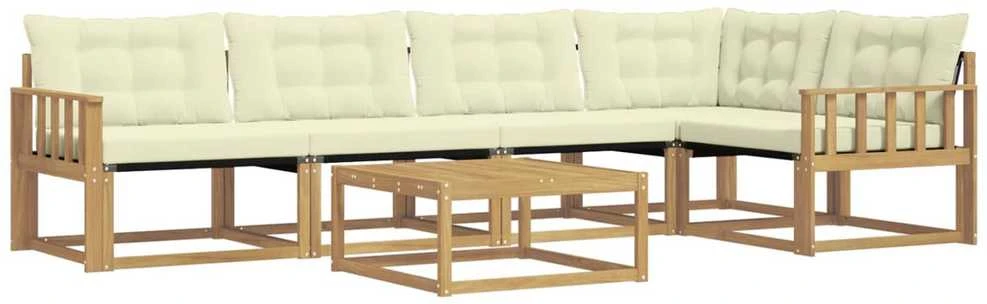Lauko sofos komplektas 6 vnt. Balta ir kreminė