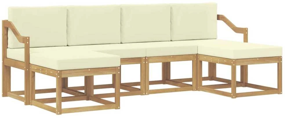 Lauko sofos komplektas 6 vnt. Balta ir kreminė Poliesteris