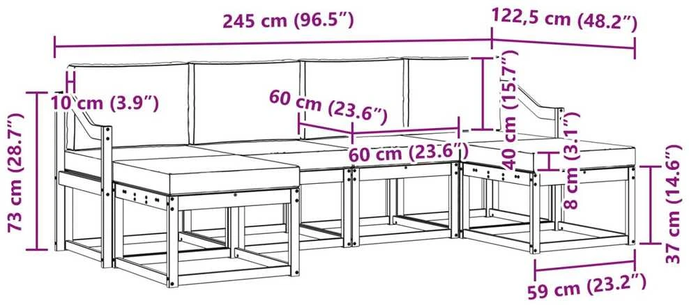 Lauko sofos komplektas 6 vnt. Balta ir kreminė Poliesteris