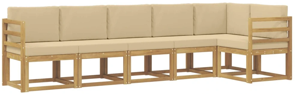 Lauko sofos komplektas 6 vnt. Balta ir kreminė Poliesteris