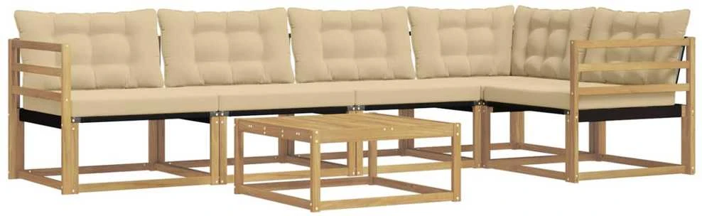 Lauko sofos komplektas 6 vnt. Balta ir kreminė