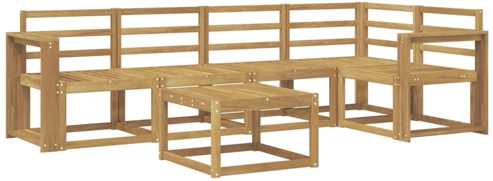 Lauko sofos komplektas 6 vnt. Balta Kietos akacijos mediena