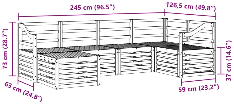 Lauko sofos komplektas 6 vnt. Balta Poliesteris