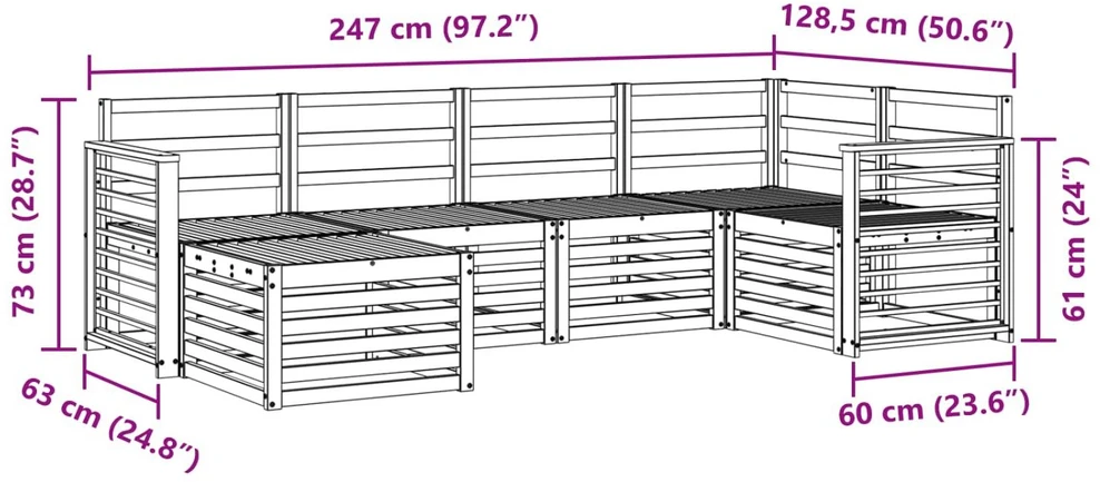 Lauko sofos komplektas 6 vnt. Balta Poliesteris