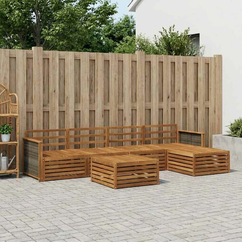 Lauko sofos komplektas 6 vnt. Natūrali Kietos akacijos mediena