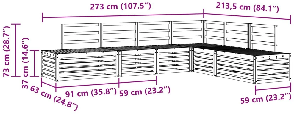 Lauko sofos komplektas 6 Vienetas Balta