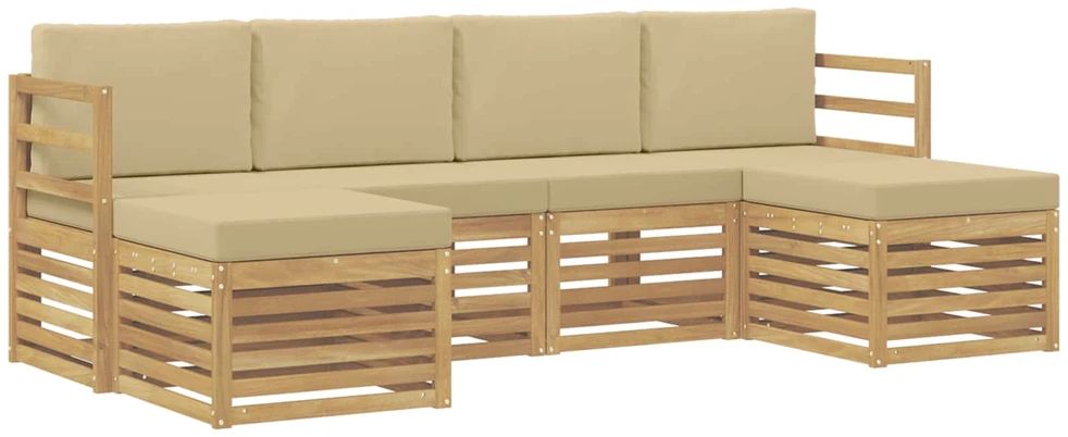 Lauko sofos komplektas 6 vnt. 6 vietos Baltas and rusvai gelsvas