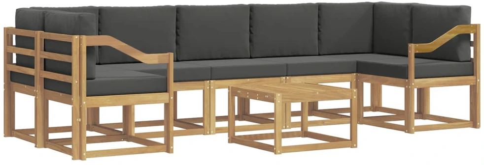 Lauko sofos komplektas 6 vnt. 7 vietos Balta ir antracito