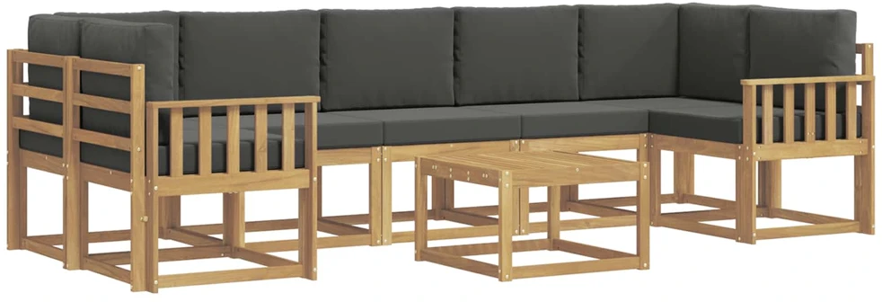 Lauko sofos komplektas 6 vnt. 7 vietos Balta ir antracito