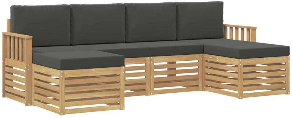 Lauko sofos komplektas 6 vnt. 6 vietos Balta ir antracito