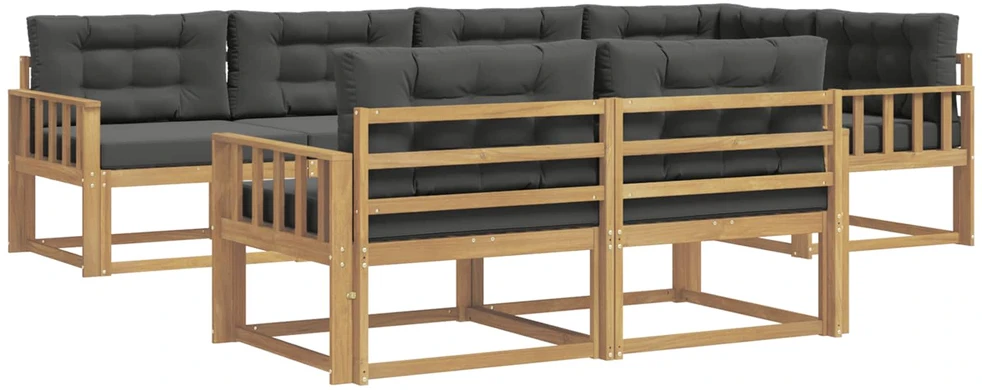 Lauko sofos komplektas 6 vnt. 7 vietos Balta ir antracito