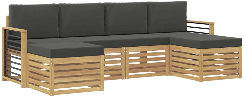 Lauko sofos komplektas 6 vnt. 6 vietos Balta ir antracito