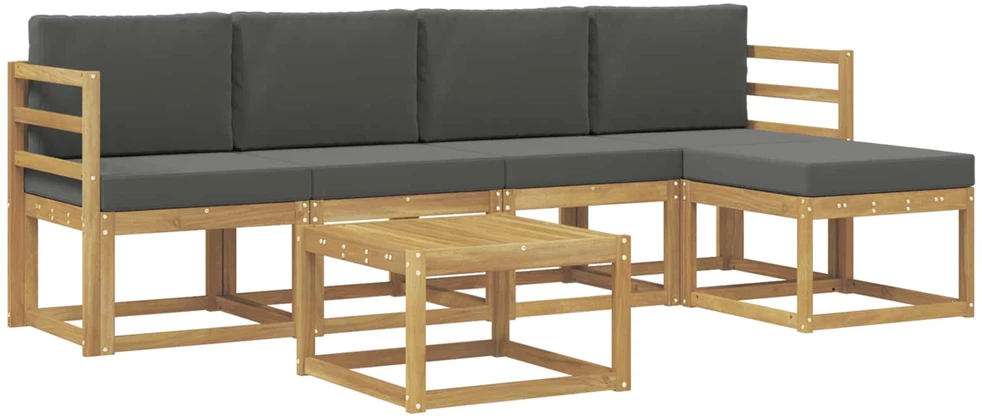Lauko sofos komplektas 6 vnt. 5 vietos Balta ir antracito