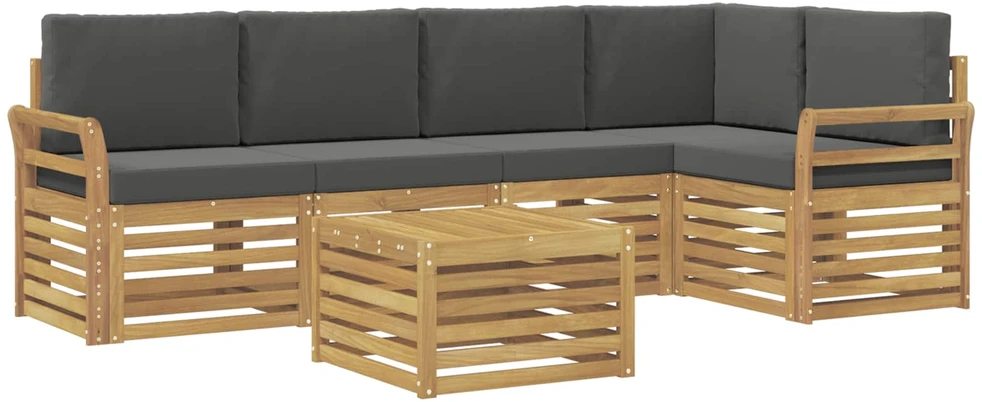 Lauko sofos komplektas 6 vnt. 5 vietos Balta ir antracito