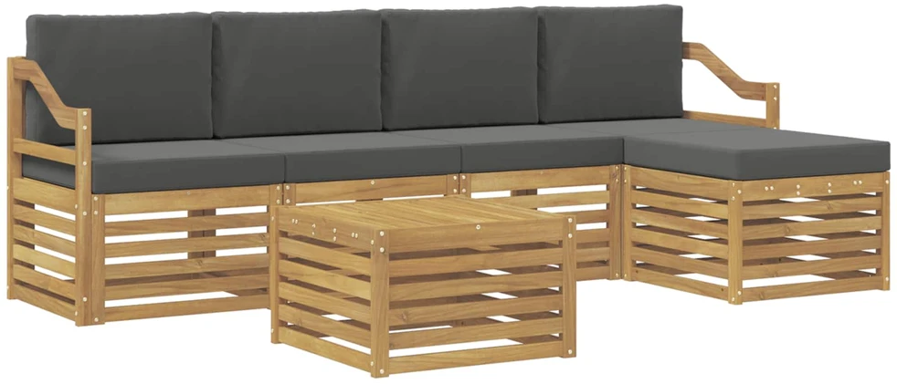 Lauko sofos komplektas 6 vnt. 5 vietos Balta ir antracito