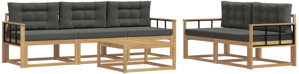 Lauko sofos komplektas 6 vnt. 5 vietos Balta ir antracito