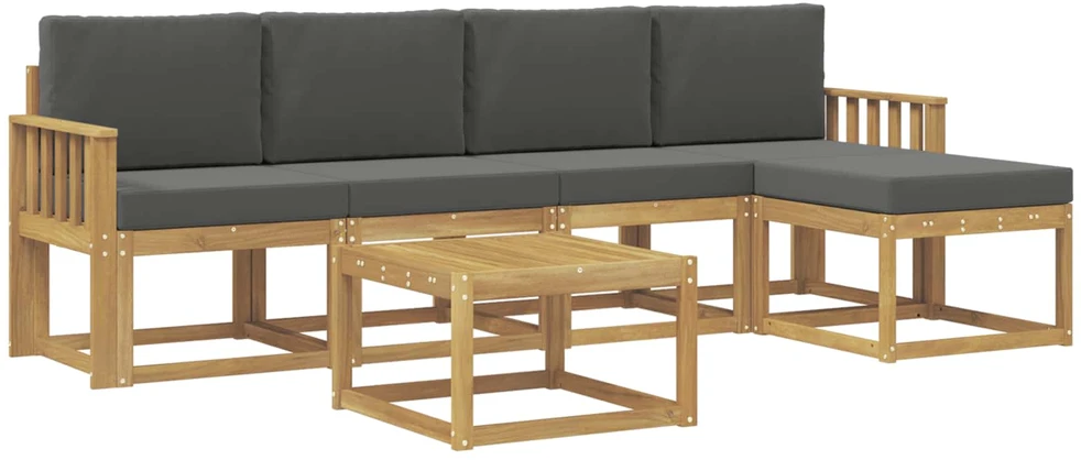 Lauko sofos komplektas 6 vnt. 5 vietos Balta ir antracito