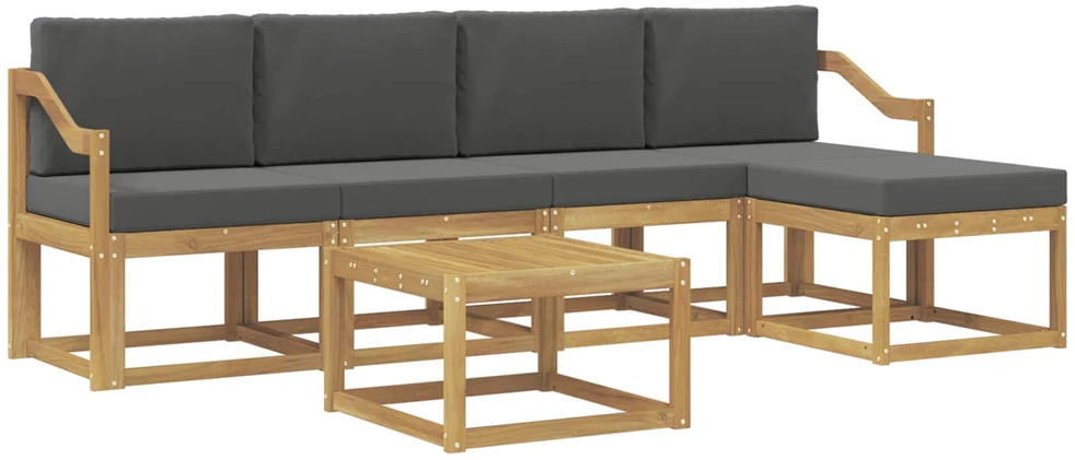 Lauko sofos komplektas 6 vnt. 5 vietos Balta ir antracito