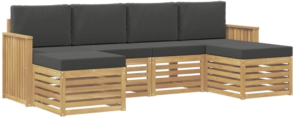 Lauko sofos komplektas 6 vnt. 6 vietos Balta ir antracito